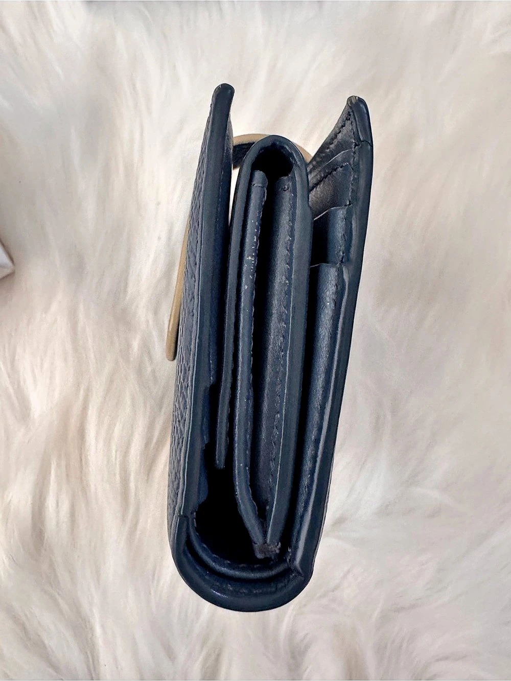 Celine Medium Strap Wallet in Bicolor Grained Calfskin Blue - Picture 8 of 9